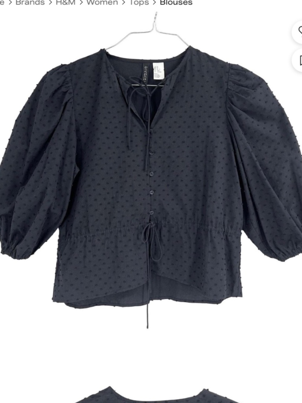 H&M EMBROIDERED COTTON PEPLUM BLOUSE